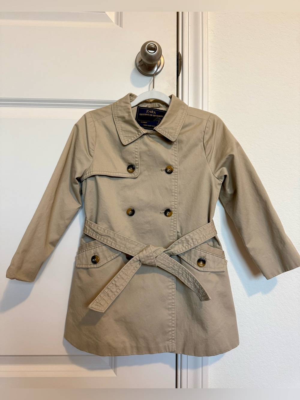 ZARA Kids Double-Breasted Trench Coat (Taupe/Beige)